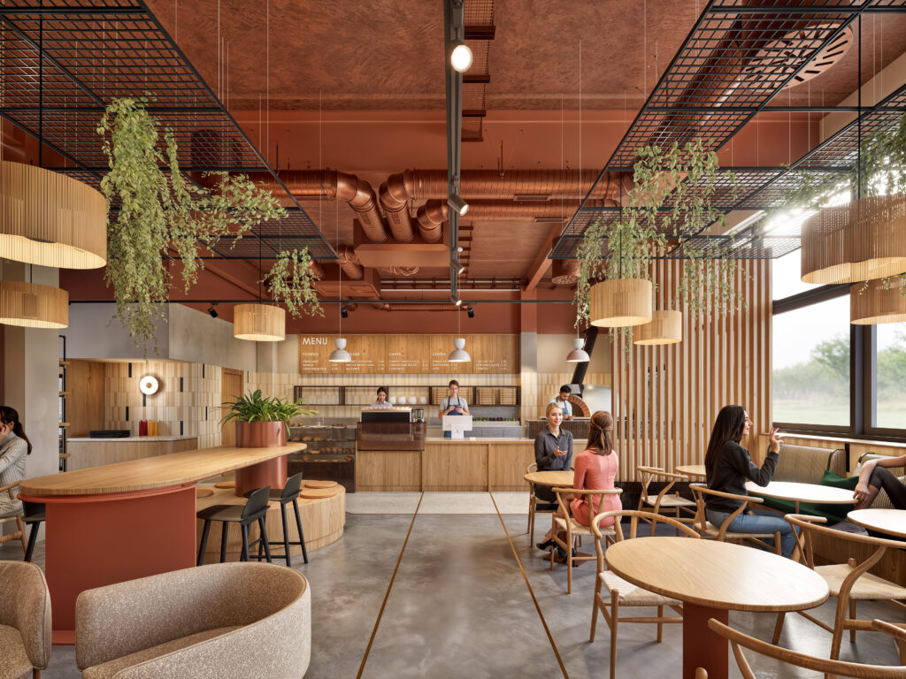 Architectural rendering of the planned café inside FEAT4 in Belfast