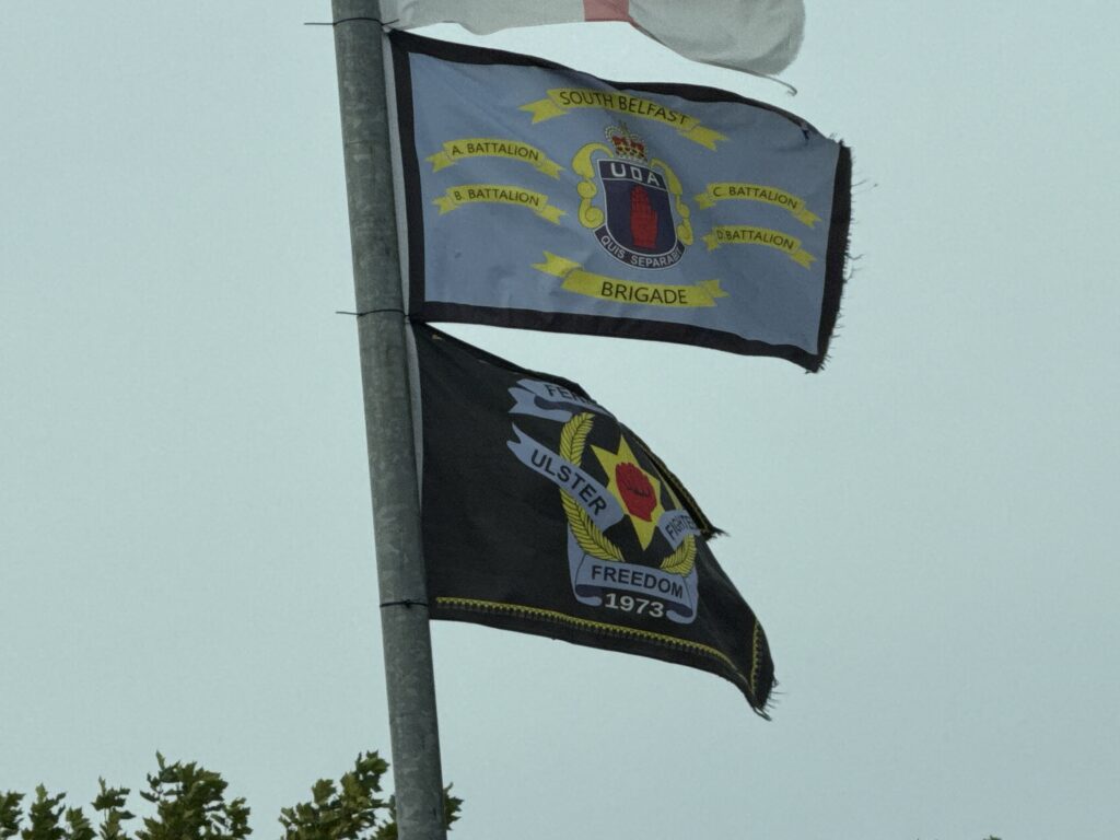 Stormont flags and conversion practices Bills – flags displayed on a lamppost in Belfast