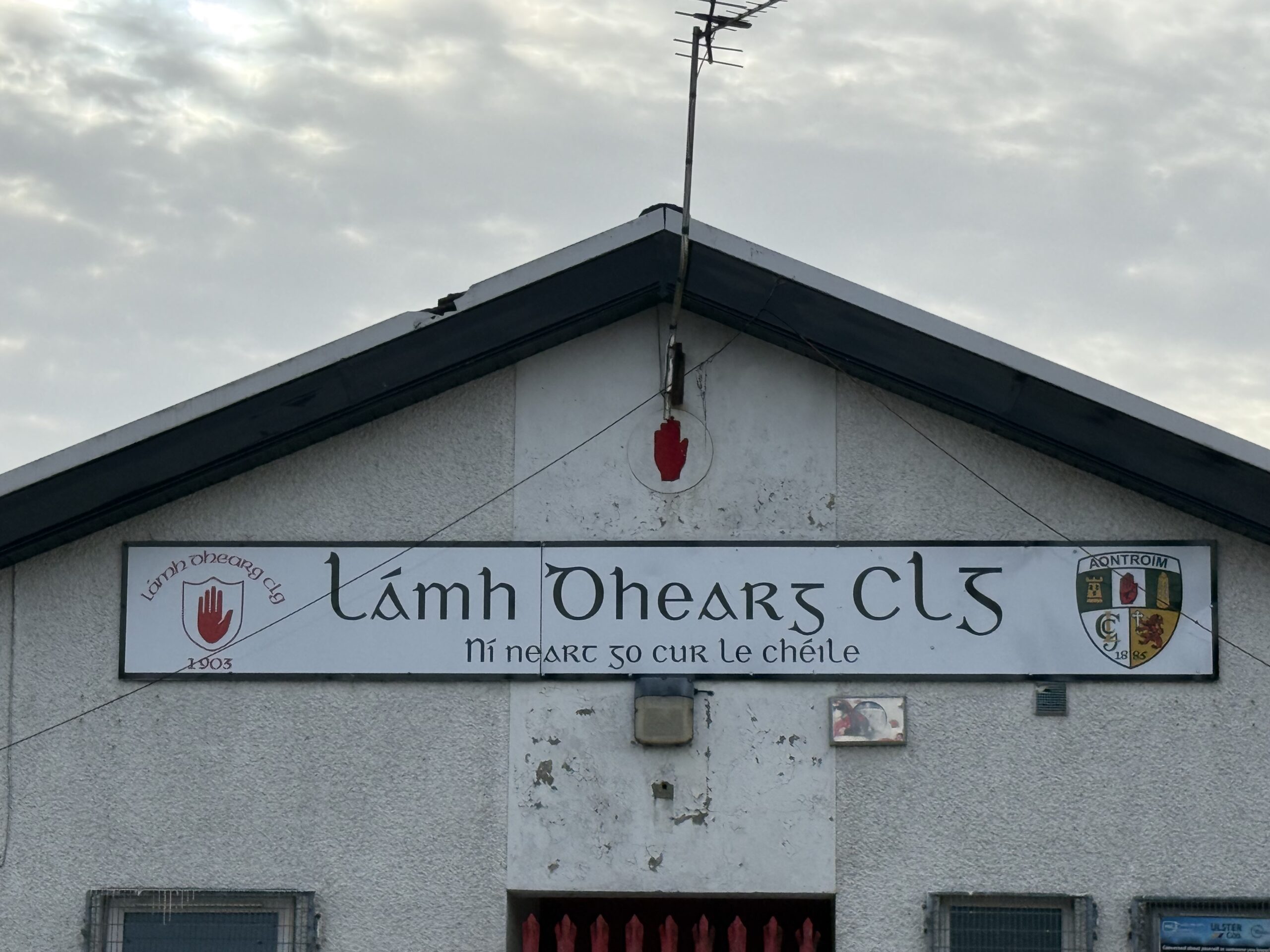 ámh Dhearg CLG sign at the club's Belfast grounds
