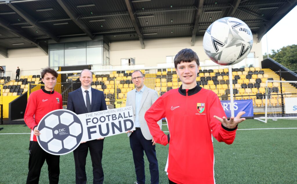 Gordon Lyons at Blanchflower Stadium for grassroots football facilities programme