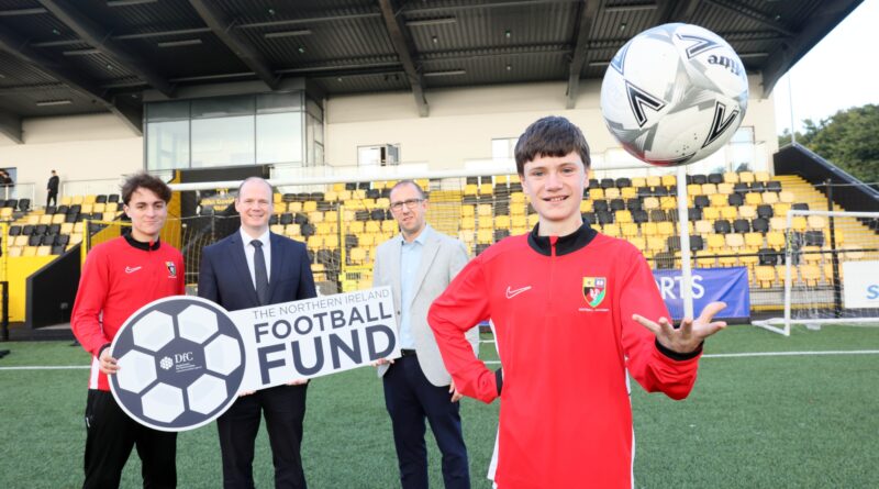 Gordon Lyons at Blanchflower Stadium for grassroots football facilities programme