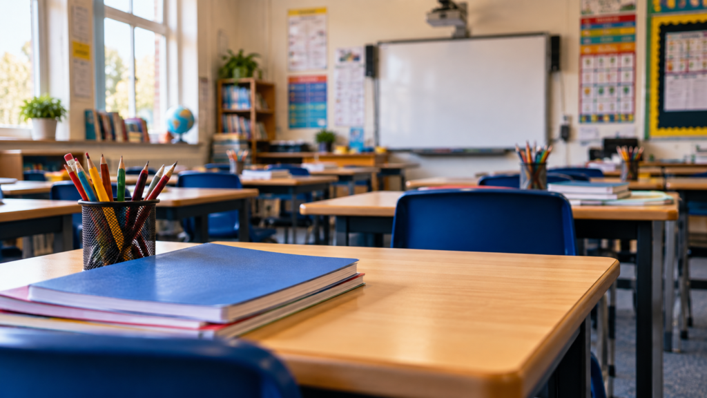 Northern Ireland literacy and numeracy results – empty classroom