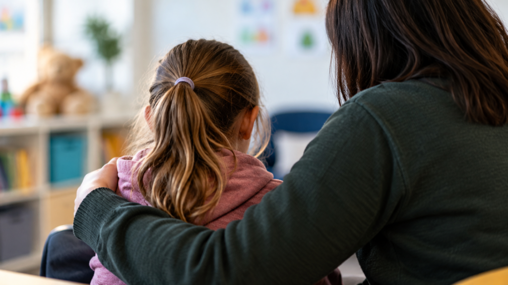 Child receiving support from an adult in an illustrative image accompanying Northern Ireland children in care statistics