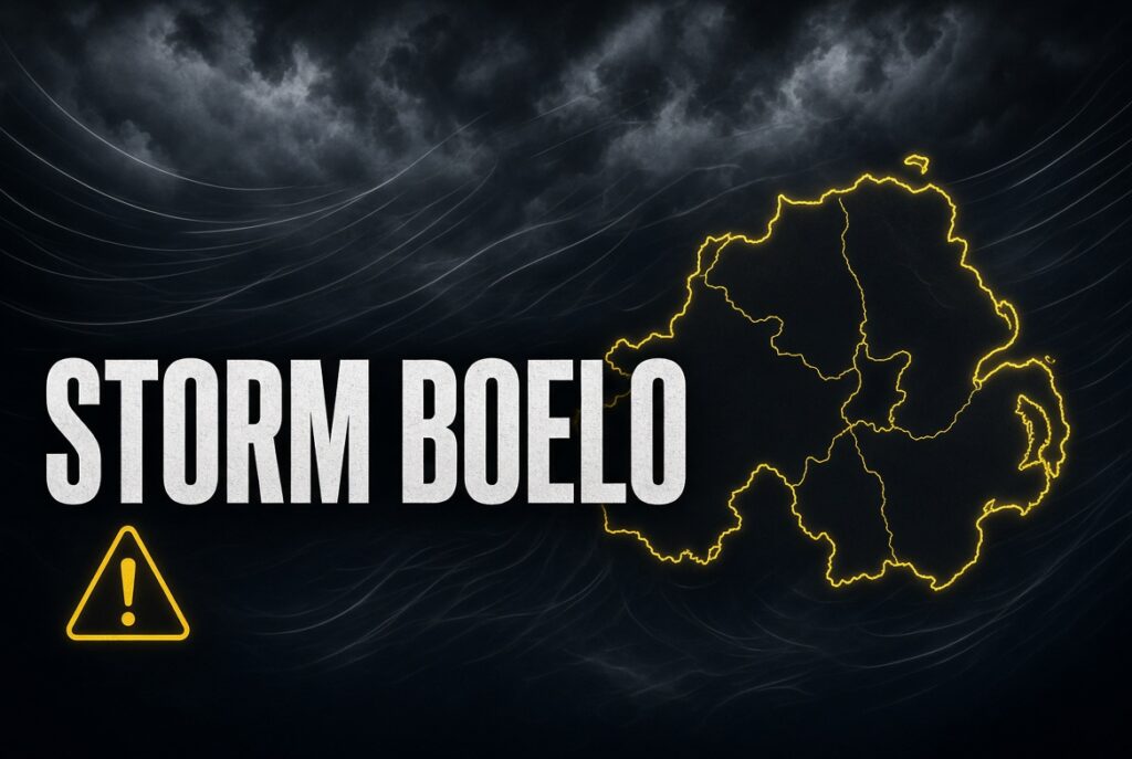 illustrating Storm Boelo bringing strong winds to Northern Ireland
