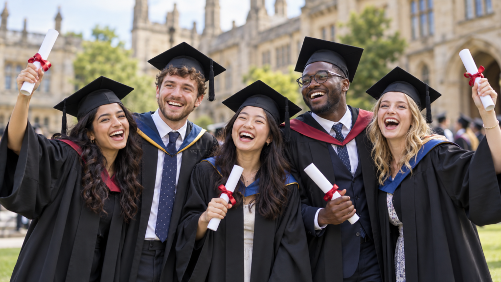University graduates celebrating their graduation, illustrating new Northern Ireland graduate employment statistics.