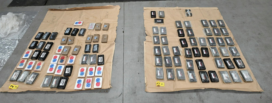 Cocaine packages seized during the PSNI investigation into a major drug consignment in Jonesborough
