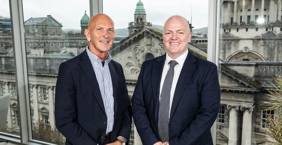George McKinney of Invest NI and Brian Graham of Leyton UK and Ireland at the company's new Belfast hub