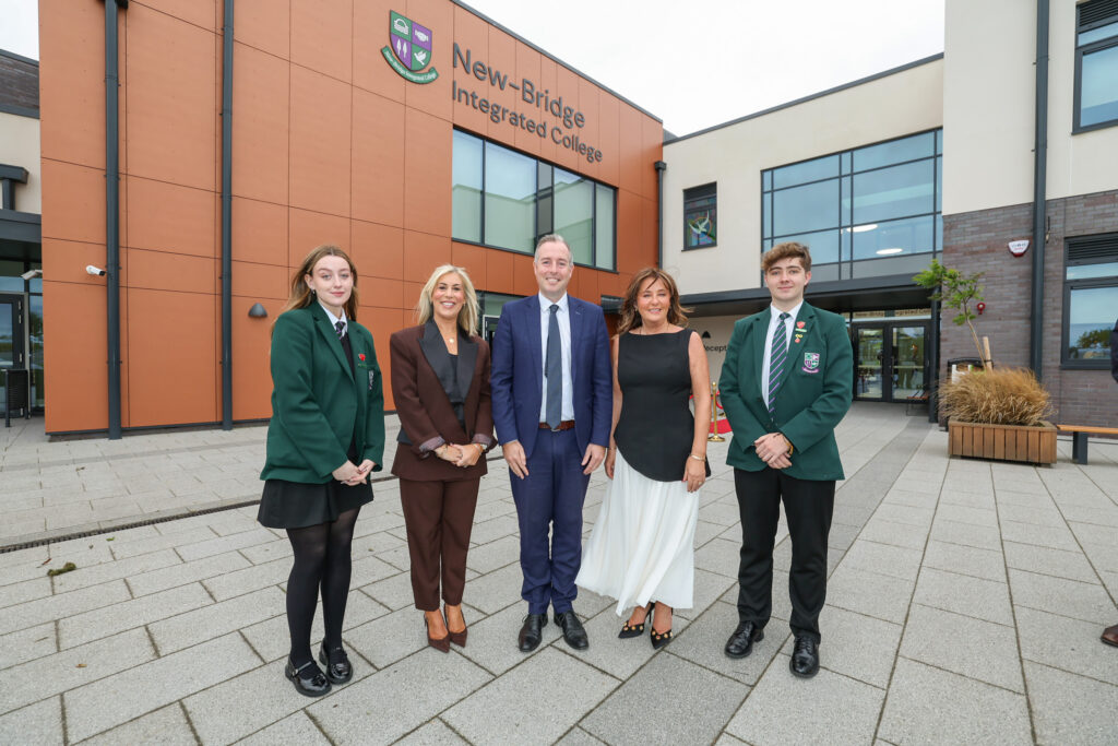 Education Minister Paul Givan at the official opening of the new £27.5m New-Bridge Integrated College building in Loughbrickland