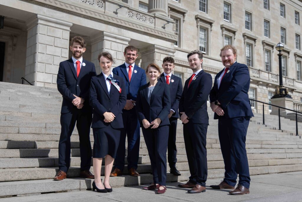 Northern Ireland WorldSkills 2026 competitors with Economy Minister Caoimhe Archibald