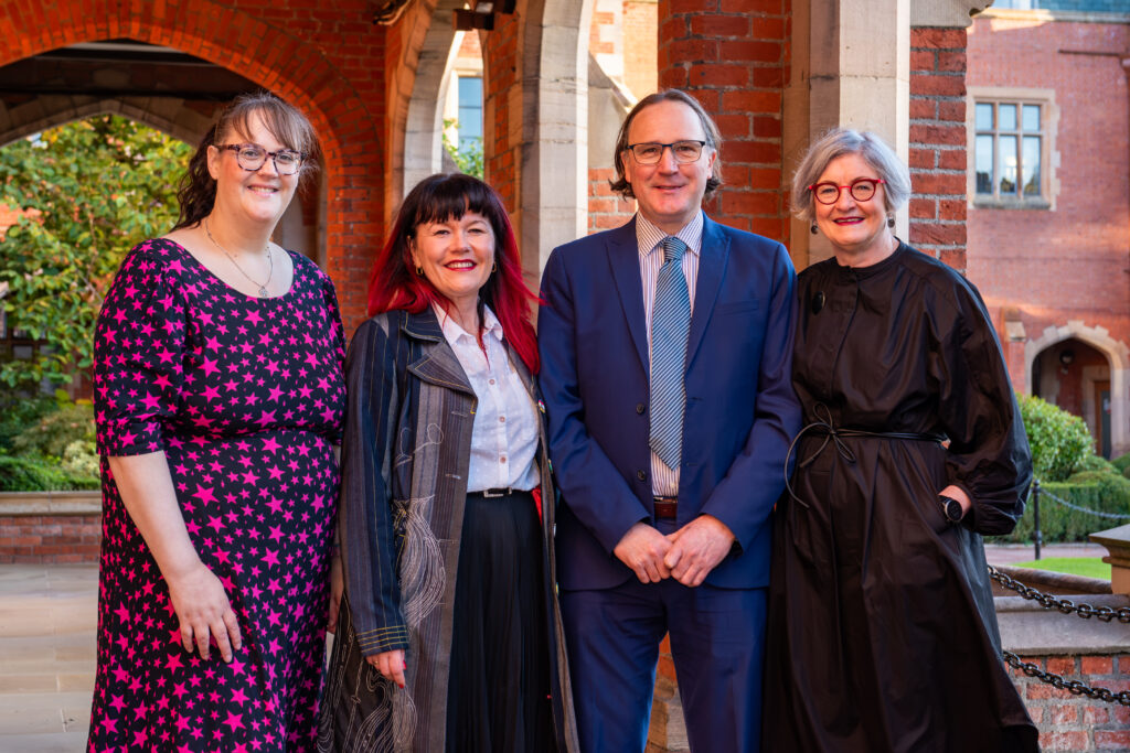 Breast cancer inequalities research at Queen's University Belfast with patients Joanna Bingham, Kasia Garbal and Ann McBrien alongside Dr Damien Bennett
