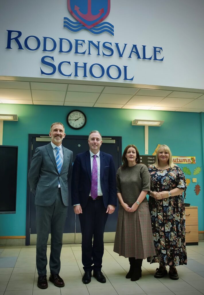 Roddensvale School new build announcement with Education Minister Paul Givan and school representatives
