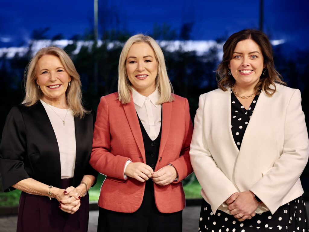 Pat Cullen, Michelle O’Neill and Deirdre Hargey, pictured from left at Sinn Féin’s candidate launch